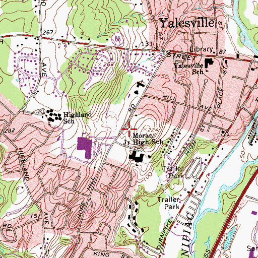 Topographic Map of Yalesville Volunteer Fire Department, CT
