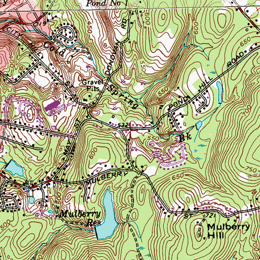 Topographic Map of Naugatuck Fire Department Eastside Station, CT
