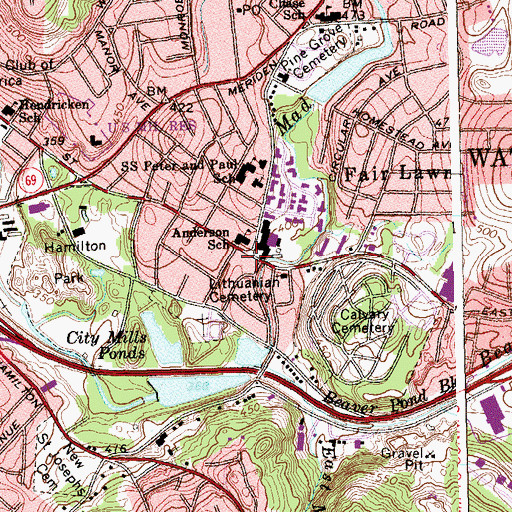 Topographic Map of Waterbury Fire Department Station 5, CT