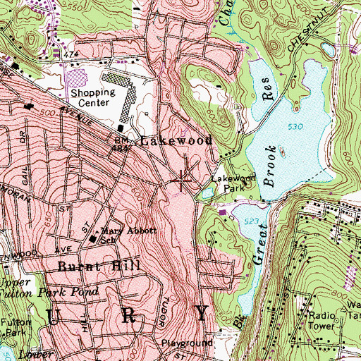 Topographic Map of Waterbury Fire Department Station 9, CT