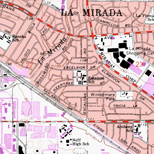 Topographic Map of Escalona Elementary School, CA