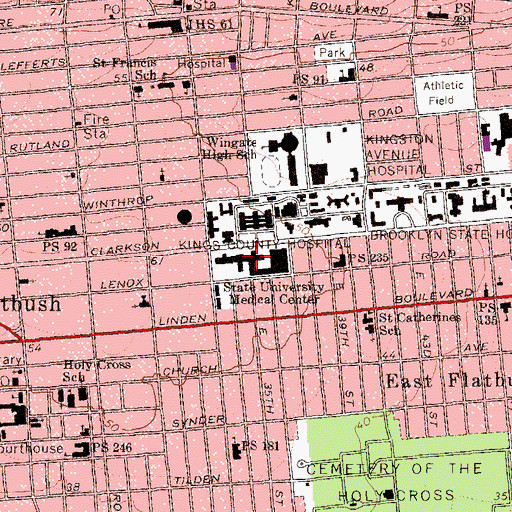 Topographic Map of SUNY Downstate Medical Center University Hospital of Brooklyn, NY
