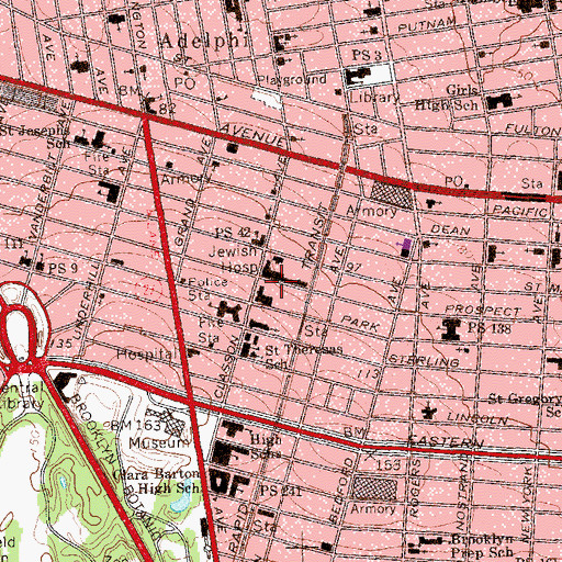 Topographic Map of Bishop Orris G Walker Junior Health Care Center, NY