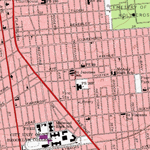 Topographic Map of NYM Medical Associates/Flatbush, NY