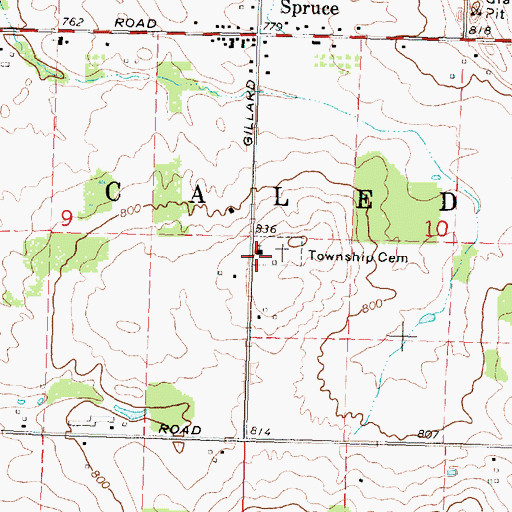 Topographic Map of Spruce Presbyterian Church, MI