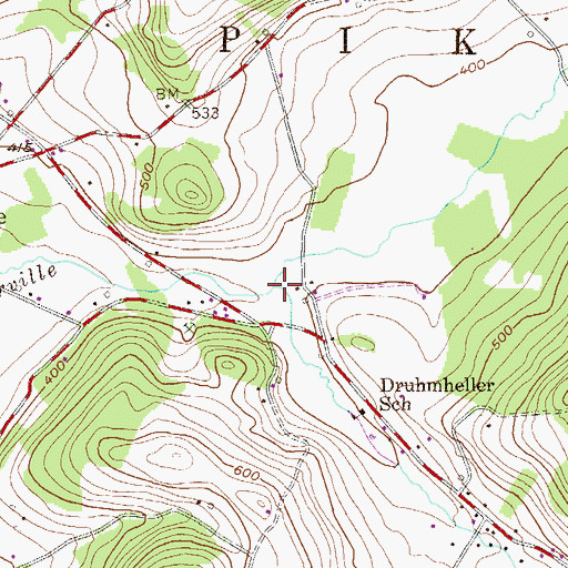 Topographic Map of Drumheller School Creek, PA
