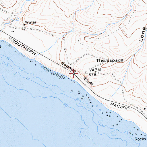 Topographic Map of Espada Bluff, CA