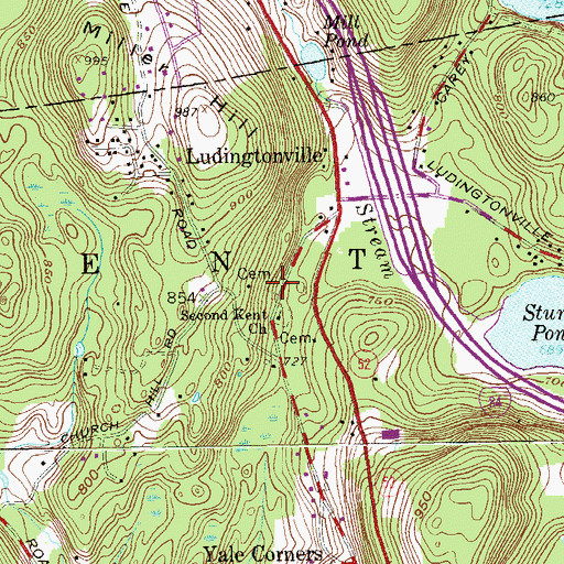 Topographic Map of Ballard Ground Cemetery, NY