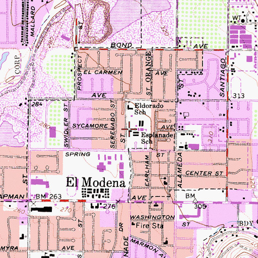 Topographic Map of Esplanade Elementary School, CA