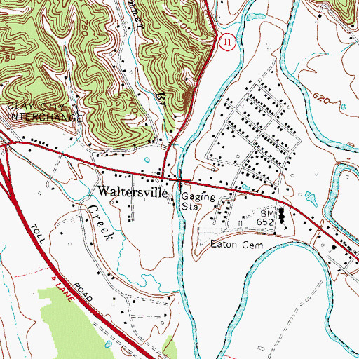 Topographic Map of Watersville Bridge, KY