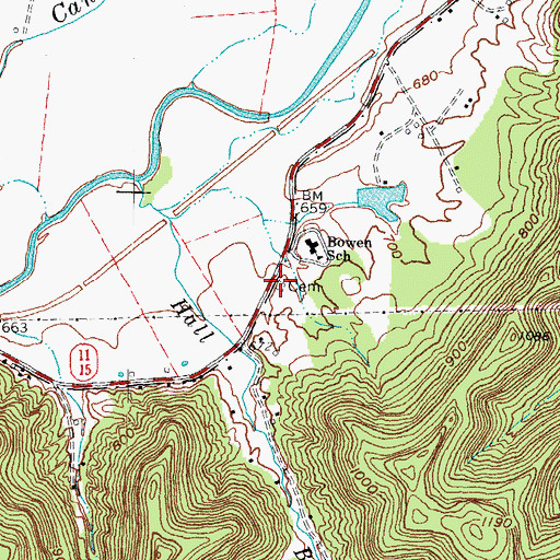 Topographic Map of Halls Cemetery, KY