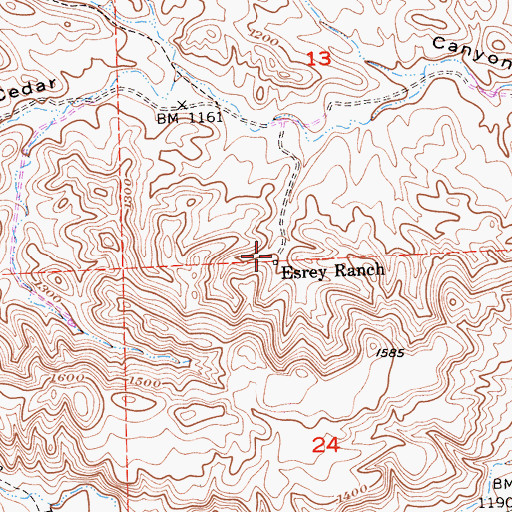 Topographic Map of Esrey Ranch, CA