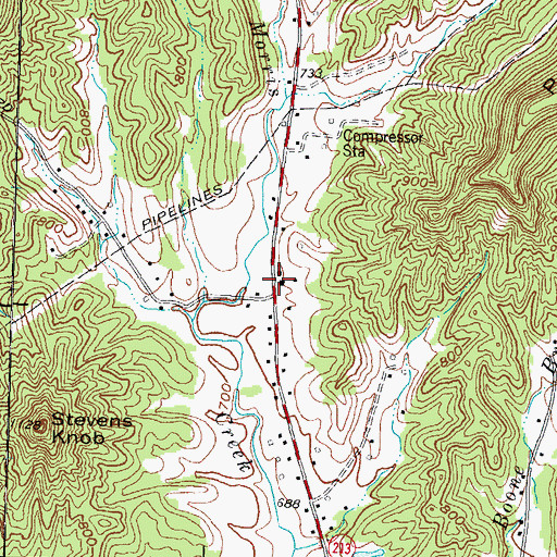 Topographic Map of Morris Creek, KY