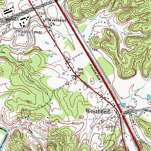 Topographic Map of Pine Grove Church, KY