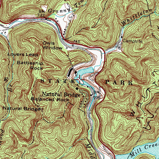 Topographic Map of Hoedown Island, KY