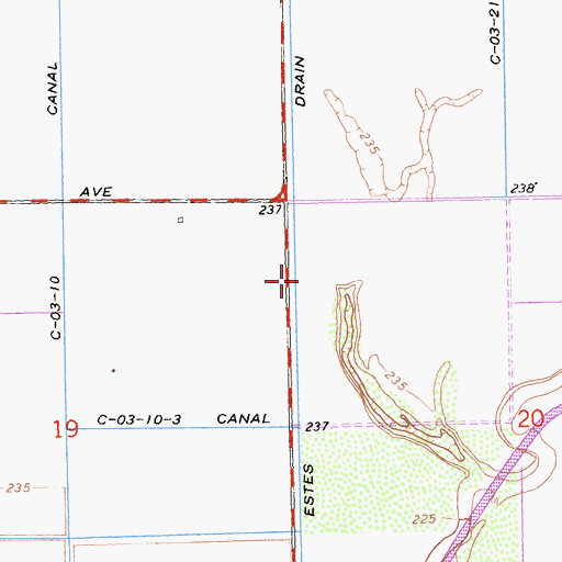 Topographic Map of Estes Drain, CA