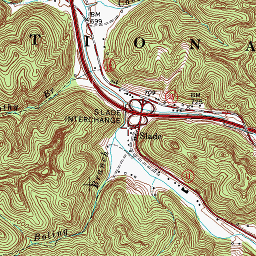 Topographic Map of Junior Williamson Rest Area, KY