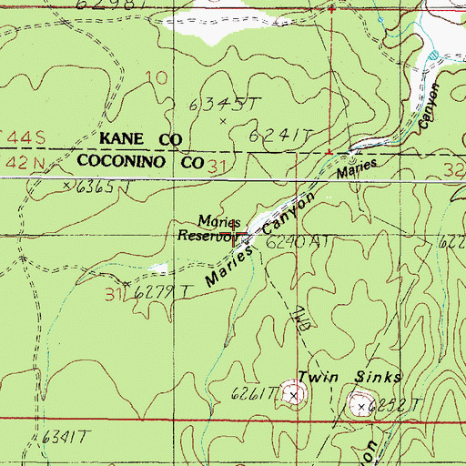 Topographic Map of Maries Reservoir, AZ