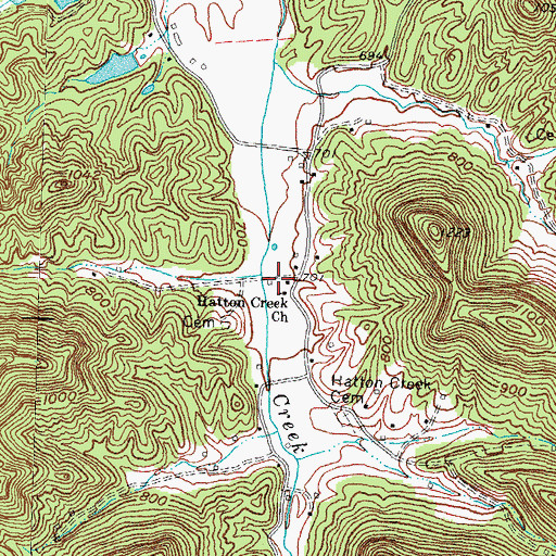 Topographic Map of Hatton Creek (historical), KY