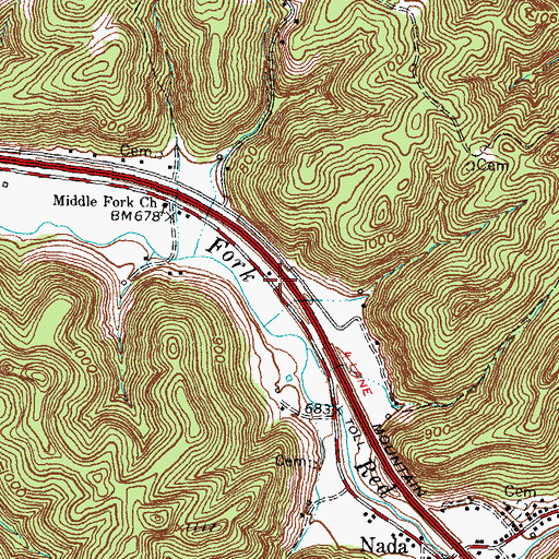 Topographic Map of Old Lombard (historical), KY