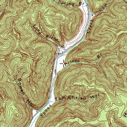 Topographic Map of Spaas Creek (historical), KY