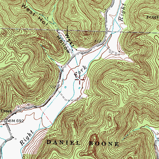 Topographic Map of Upper Cane (historical), KY