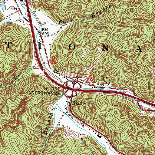 Topographic Map of Slade Post Office, KY