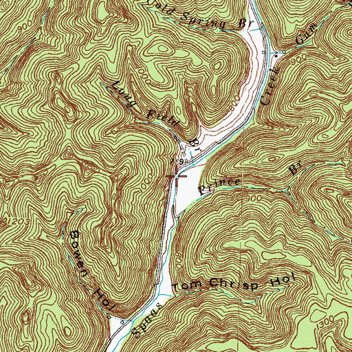Topographic Map of Spaas Creek Post Office (historical), KY