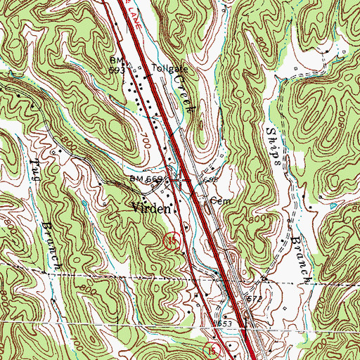 Topographic Map of Virden Post Office (historical), KY