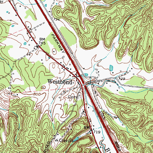 Topographic Map of Westbend Post Office (historical), KY