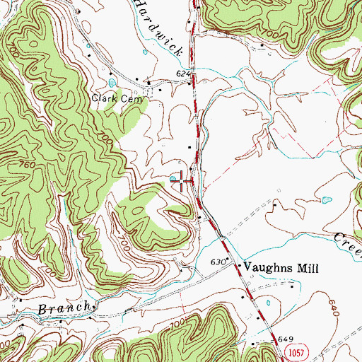 Topographic Map of Vaughn Mill School, KY