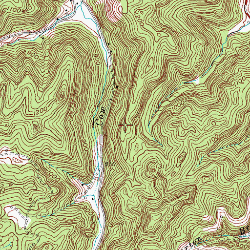Topographic Map of Cow Creek Mountain, KY