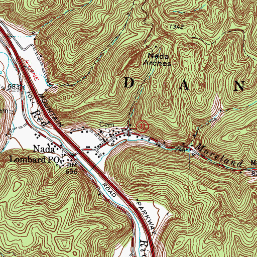 Topographic Map of DeHart Hollow, KY