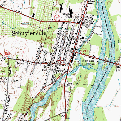 Topographic Map of Old Saratoga Reformed Church, NY