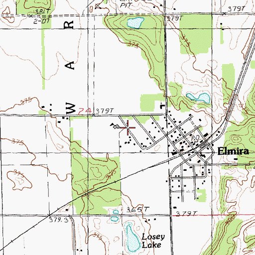 Topographic Map of Warner Township Hall, MI