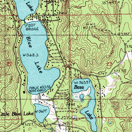 Topographic Map of Blue Lake Fire Hall, MI