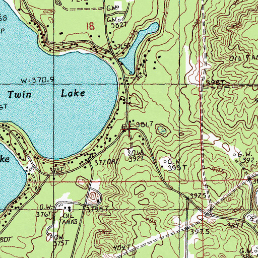 Topographic Map of Blue Lake Township Hall, MI