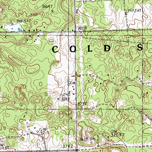 Topographic Map of Coldsprings Township Hall, MI