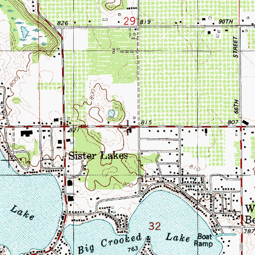 Topographic Map of Sister Lakes Community Church, MI