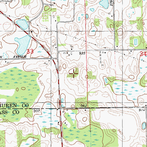 Topographic Map of Peacock Ridge Golf Course, MI