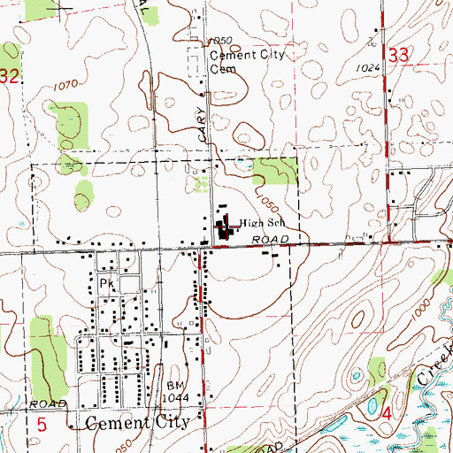 Topographic Map of Norman Miller Elementary School, MI