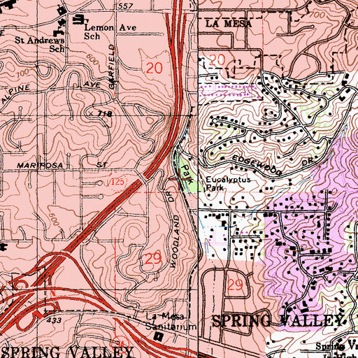 Topographic Map of Eucalyptus Park, CA