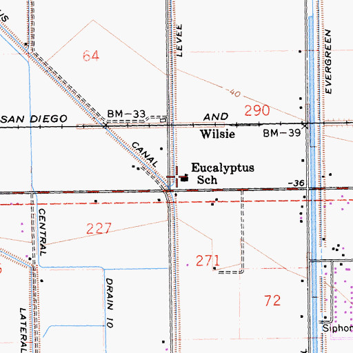 Topographic Map of Eucalyptus School, CA