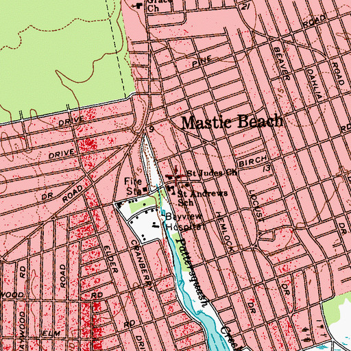 Topographic Map of Saint Jude's Hall, NY