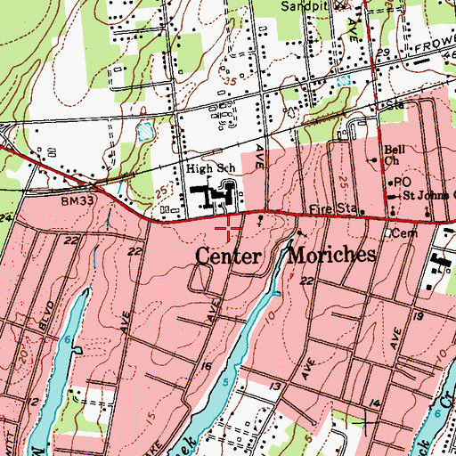 Topographic Map of Center Moriches Shopping Center, NY