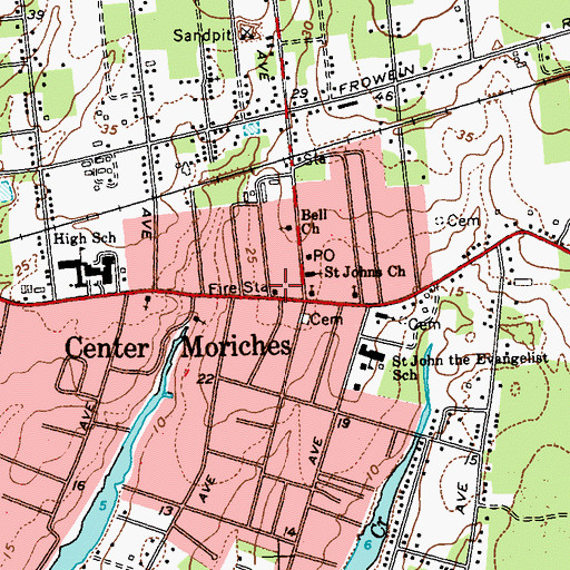 Topographic Map of Center Moriches Fire Station, NY