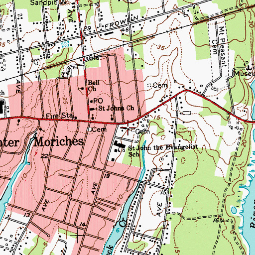Topographic Map of Saint John The Evangelist Roman Catholic Church, NY