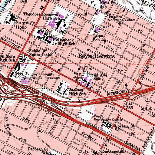 Topographic Map of Euclid Avenue Elementary School, CA