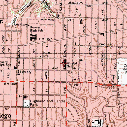 Topographic Map of Euclid Elementary School, CA
