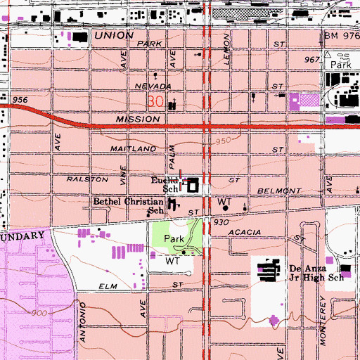 Topographic Map of Euclid Elementary School, CA